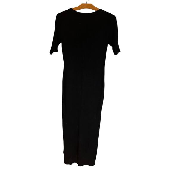 NWT J. Crew Ribbed Knit Midi Dress Black Short Sleeve Classic Office Formal XS - Picture 3 of 10